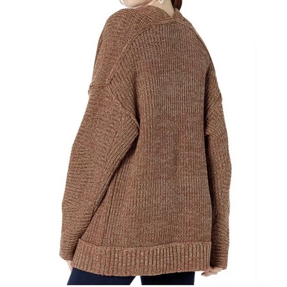 NWT Free People Cardigan Sweater Oversized Brown Knit Jacket Long Sleeve Size S - Picture 2 of 10